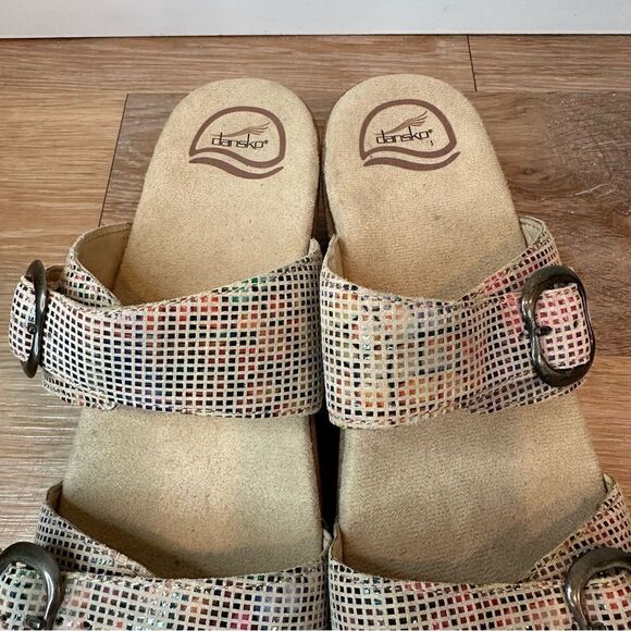 NWOT Dansko Sophie Leather Colorful Metallic Double Strap Sandals - Picture 7 of 12